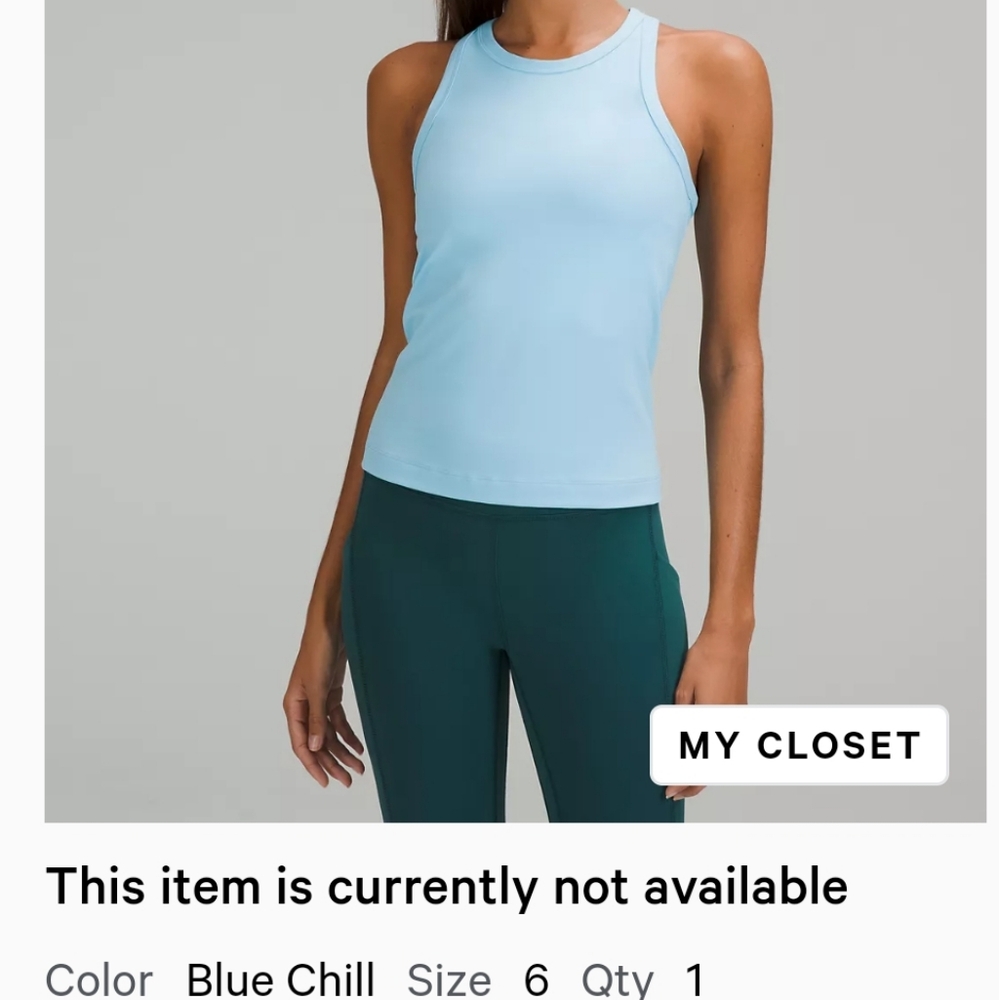 Blue Chill Align Waist-Length Racerback Tank Top